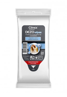 Chusteczki do dezynfekcji rąk oraz powierzchni CLINEX DezoWipes, nawilżane, 24szt