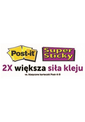 Bloczek samoprzylepny POST-IT® Super Sticky (654SSCYP12+12), 76x76mm, 12+12x90 kart., żółty