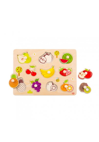 Tooky toy puzzle układanka montessori z pinezkami owoce