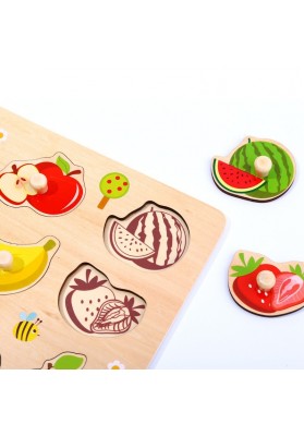 Tooky toy puzzle układanka montessori z pinezkami owoce