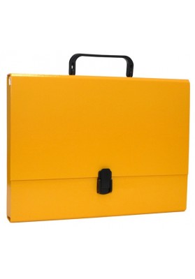 Teczka-pudełko OFFICE PRODUCTS, PP, A4/5cm, z rączką i zamkiem, żółta