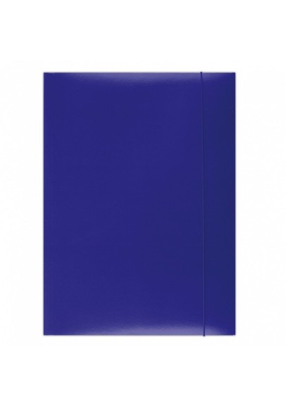 Teczka z gumką office products, karton/lakier, a4, 350gsm, 3-skrz., niebieska