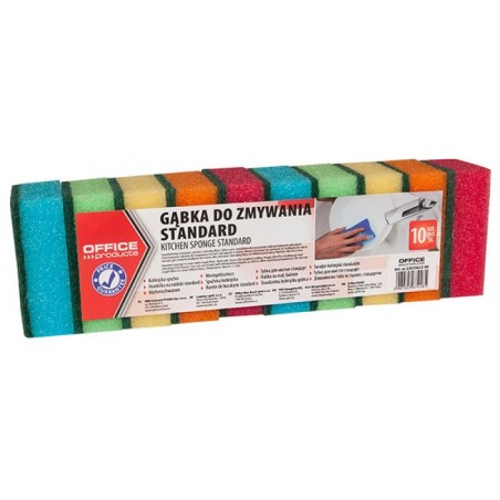Gąbka do zmywania office products standard, 10szt., mix kolorów