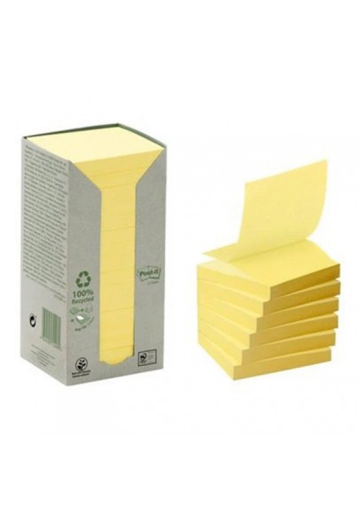 Bloczek samoprzylepny ekologiczny post-it® (r330-1t), 76x76mm, 16x100 kart., żółty