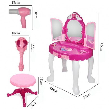 Woopie różowa interaktywna toaletka mp3 suszarka biżuteria kosmetyki