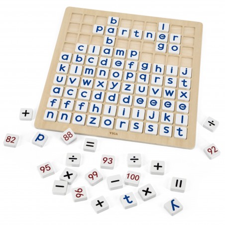 Viga drewniana edukacyjna tablica matematyka i alfabet 100 elementów montessori