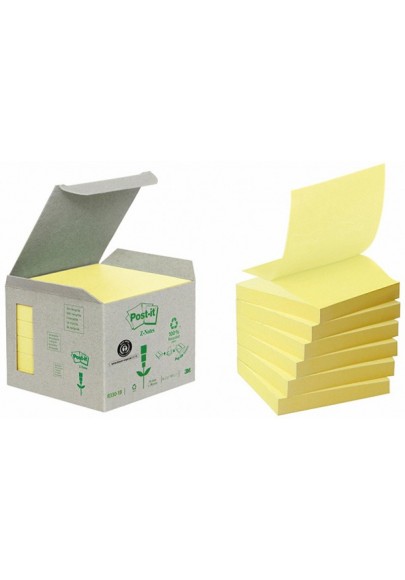 Ekologiczne karteczki samoprzylepne post-it® z-notes (r330-1b), 76x76mm, 6 bl. x 100 kart., żółte