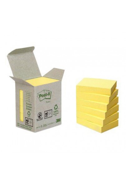 Karteczki samoprzylepne post-it® (653-1b), ekologiczne, 38x51mm, 6x100 kart., żółte