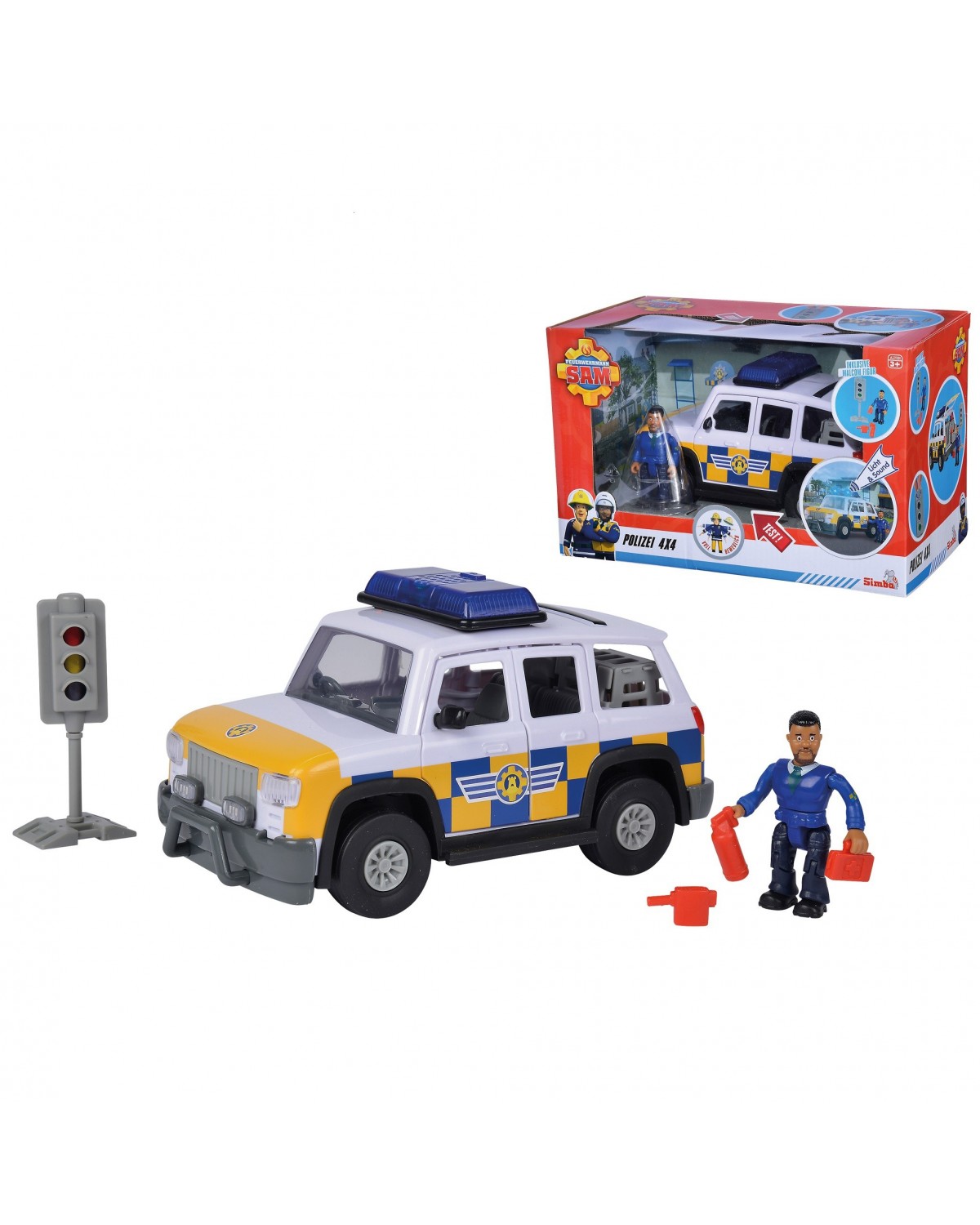 Simba strażak sam jeep policyjny z figurką