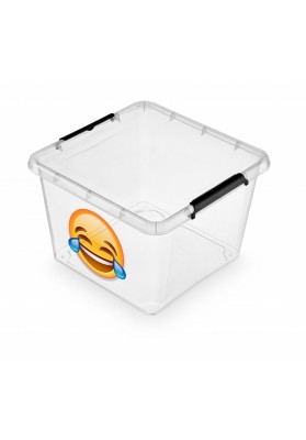 Pojemnik do przechowywania moxom simple box emotikon, 1-32l, (390 x 390 x 260mm), transparentny