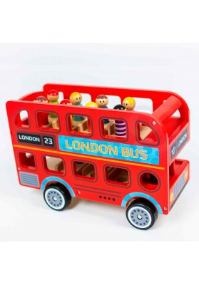TOOKY TOY Drewniana Zabawka Autobus London Bus z Pasażerami