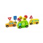 Tooky toy zestaw drewnianych pojazdów i znaków drogowych