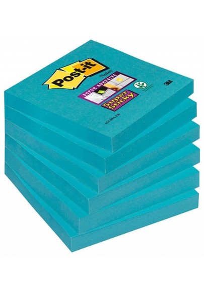 Bloczek samoprzylepny POST-IT® Super Sticky (654-6SS-EB), 76x76mm, 1x90 kartek, niebieski
