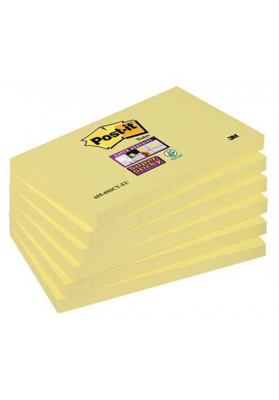Karteczki samoprzylepne post-it® super sticky (655-s), 127x76mm, 1x90 kart., żółte