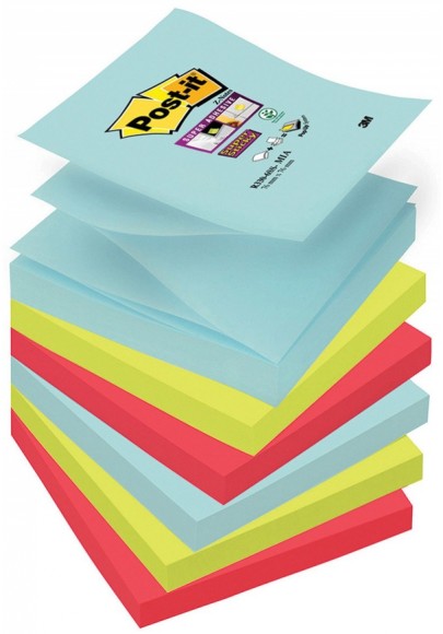 Karteczki samoprzylepne POST-IT® Super sticky Z-Notes, (R330-6SS-MIA), 76x76mm, 6x90 kart., paleta Miami