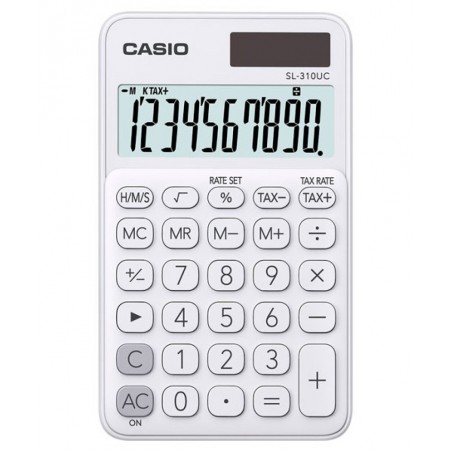 Kalkulator kieszonkowy casio sl-310uc-we-box, 10-cyfrowy, 70x118mm, biały, box