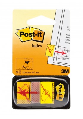 Zakładki indeksujące POST-IT® z nadrukiem „ręka+ołówek” (680-31), PP, 25x43mm, 50 kart.
