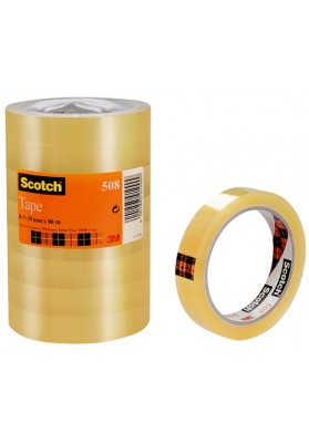 Taśma biurowa ekonomiczna SCOTCH® (508), 19mm, 66m, 8szt., transparentny żółty