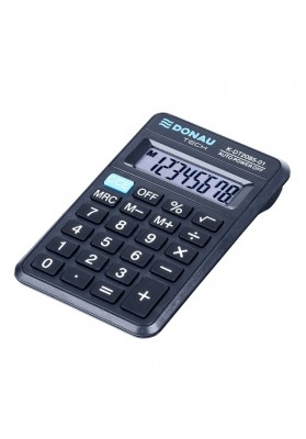 Kalkulator kieszonkowy DONAU TECH, 8-cyfr. wyświetlacz, wym. 114x69x18 mm, czarny