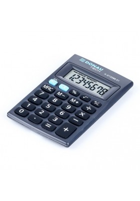 Kalkulator kieszonkowy DONAU TECH, 8-cyfr. wyświetlacz, wym. 127x104x8 mm, czarny