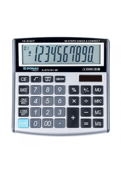 Kalkulator biurowy donau tech, 10-cyfr. wyświetlacz, wym. 136x134x28 mm, srebrny