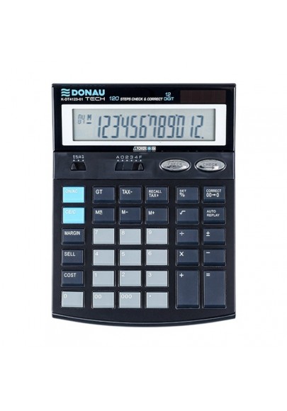 Kalkulator biurowy donau tech, 12-cyfr. wyświetlacz, wym. 186x142x39 mm, czarny