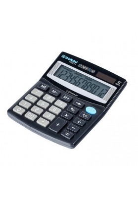 Kalkulator biurowy DONAU TECH, 12-cyfr. wyświetlacz, wym. 125x100x27 mm, czarny