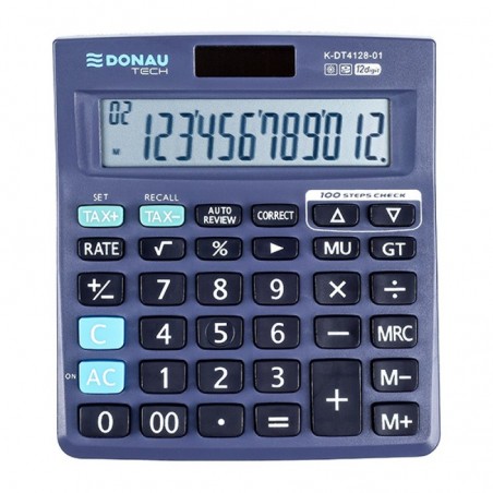 Kalkulator biurowy DONAU TECH, 12-cyfr. wyświetlacz, wym. 140x122x22 mm, czarny