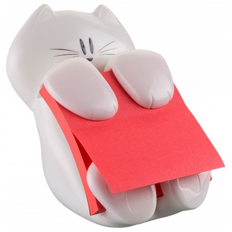 Podajnik do karteczek samoprzylepnych post-it® kotek (cat-330), biały, w zestawie 1 bloczek super sticky z-notes