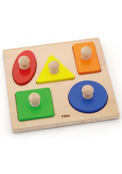 Viga Drewniane Puzzle z Pinezkami Kształty Montessori