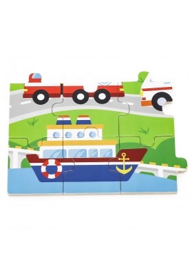 Viga drewniane puzzle pojazdy w mieście 24 elementy