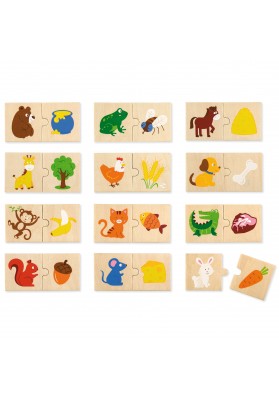 VIGA Drewniane Puzzle Nakarm Zwierzątko Co jedzą Zwierzęta Układanka