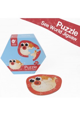 Classic world drewniane puzzle zwierzątka wodne układanka dla dzieci 6 obrazków 24 el.