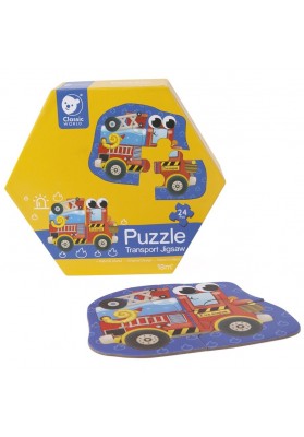 Classic world drewniane puzzle pojazdy transport układanka dla dzieci 6 obrazków 24 el.