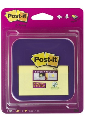 Podajnik do karteczek samoprzylepnych POST-IT® Z-Notes (VD-330), fioletowy, w zestawie 2 bloczki Super Sticky Z-Notes