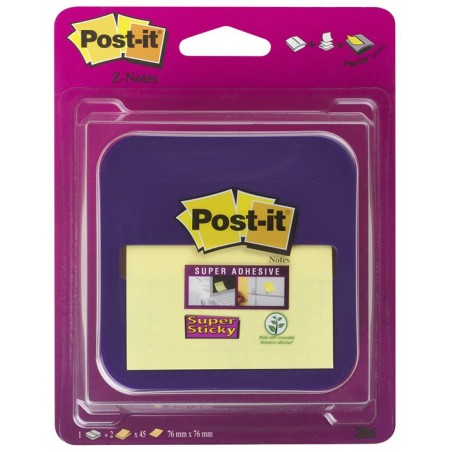 Podajnik do karteczek samoprzylepnych POST-IT® Z-Notes (VD-330), fioletowy, w zestawie 2 bloczki Super Sticky Z-Notes