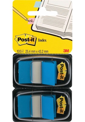 Zakładki indeksujące POST-IT® (680-B2EU), PP, 25x43mm, 2x50 kart., niebieskie