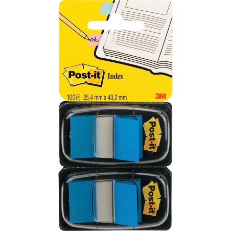 Zakładki indeksujące POST-IT® (680-B2EU), PP, 25x43mm, 2x50 kart., niebieskie