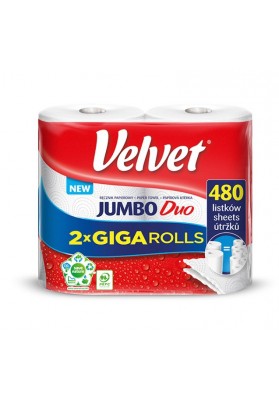Ręcznik w roli celulozowy VELVET Jumbo Duo, 2-warstwowy, 2 rolki po 240 listków, biały