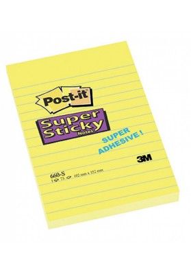 Bloczek samoprzylepny POST-IT® Super Sticky (660-S), 102x152mm, 1x75 kart., żółty