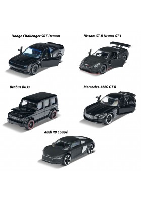 Majorette Zestaw Black Edition 5 samochodów metalowych czarnych
