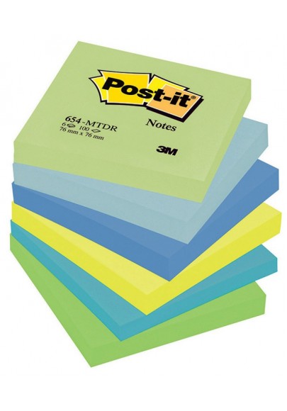 Karteczki samoprzylepne POST-IT® (654-MTDR), 76x76mm, 6x100 kart., paleta marzycielska