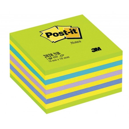 Kostka samoprzylepna POST-IT® (2028-NB), 76x76mm, 1x450 kart., cukierkowa niebiesko-zielona