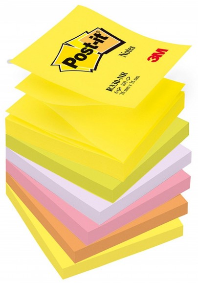 Karteczki samoprzylepne post-it® z-notes (r330-nr), 76x76mm, 6x100 kart., neonowy