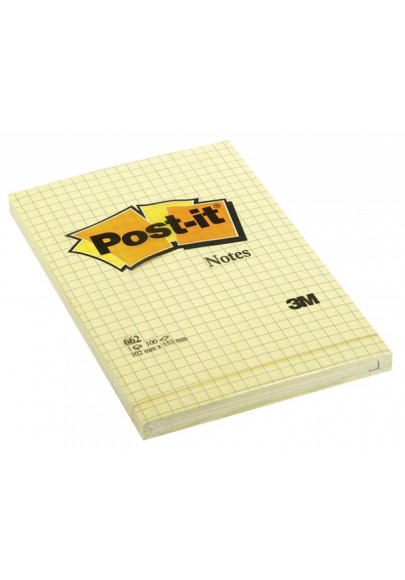 Karteczki samoprzylepne post-it® w kratkę (662), 102x152mm, 1x100 kart., żółte