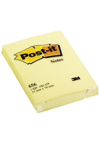 Karteczki samoprzylepne post-it® (656), 51x76mm, 1x100 kart., żółte