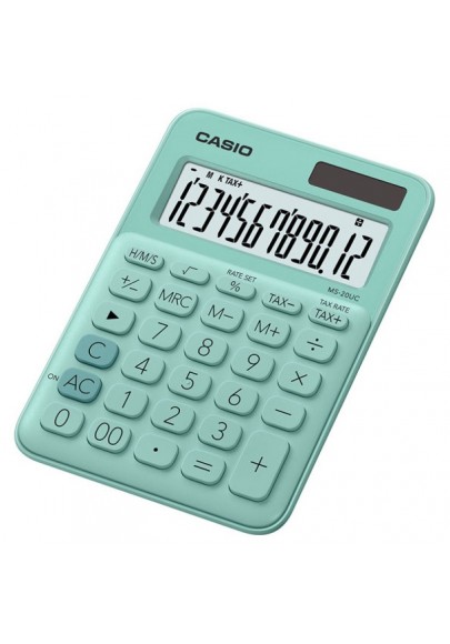 Kalkulator biurowy casio ms-20uc-gn-box, 12-cyfrowy, 105x149,5mm, zielony, box
