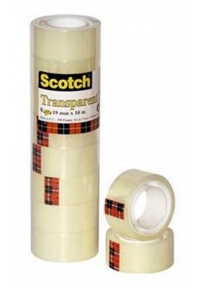Taśma biurowa scotch® (550), 19mm, 10m, w folii, 8szt., transparentna
