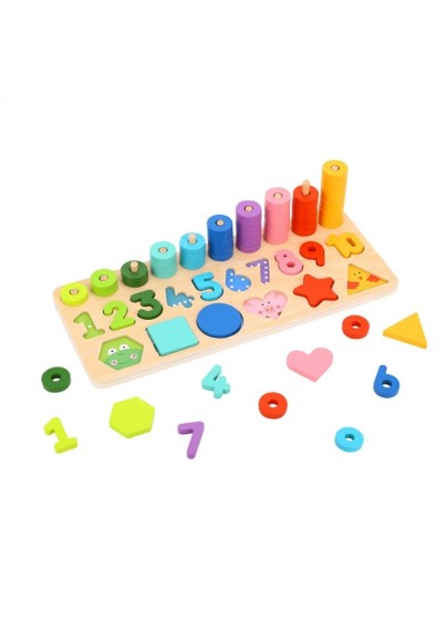 Tooky toy układanka nauka liczenia kształtów kolorów montessori 72 el. certyfikat fsc