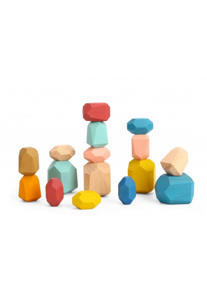 Tooky toy klocki drewniane balansujące kamyczki edukacyjne montessori 16 el. certyfikat fsc